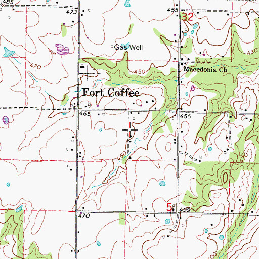 Topographic Map of Fort Coffee Volunteer Fire Department, OK