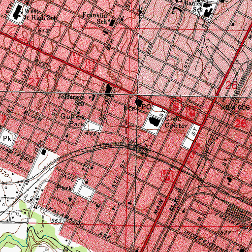 Topographic Map of Muskogee Fire Department, OK