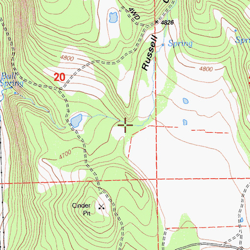 Topographic Map of Russell Canyon, CA
