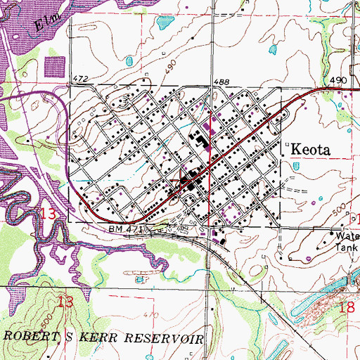 Topographic Map of Keota Fire District, OK