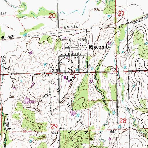 Topographic Map of Macomb Fire Department Station 1, OK