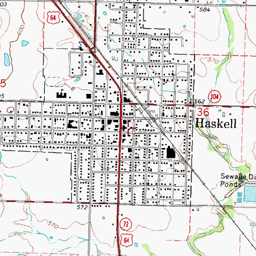 Topographic Map of Haskell Volunteer Fire Department, OK