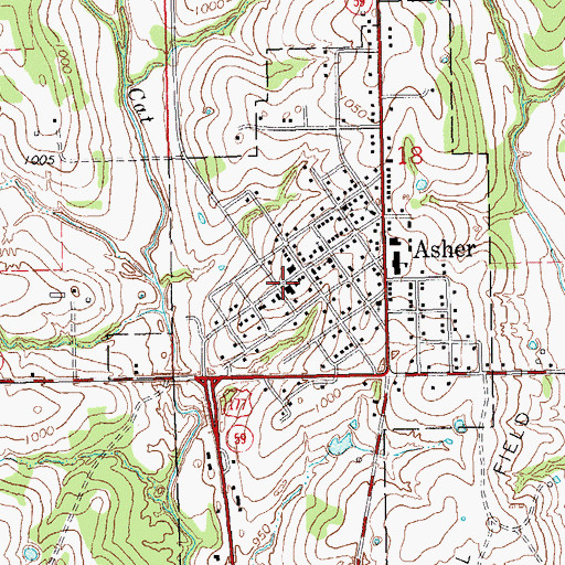 Topographic Map of Asher Fire Department, OK