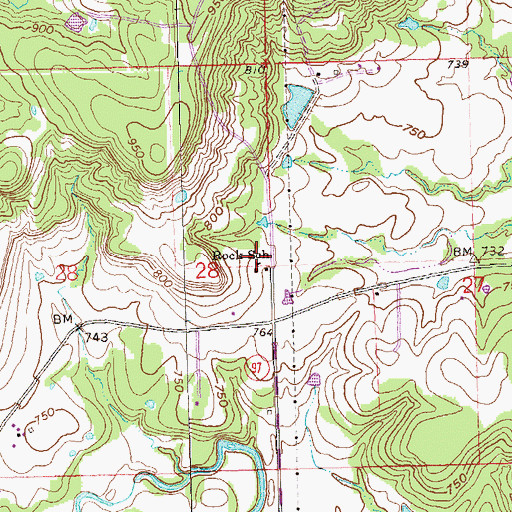 Topographic Map of Rock Fire Department, OK