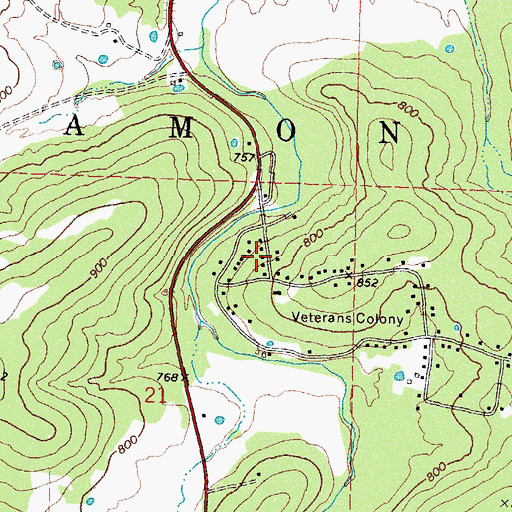 Topographic Map of United States War Veteran Colony Volunteer Fire Department, OK