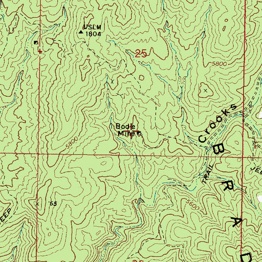 Topographic Map of Bodie Mine, AZ
