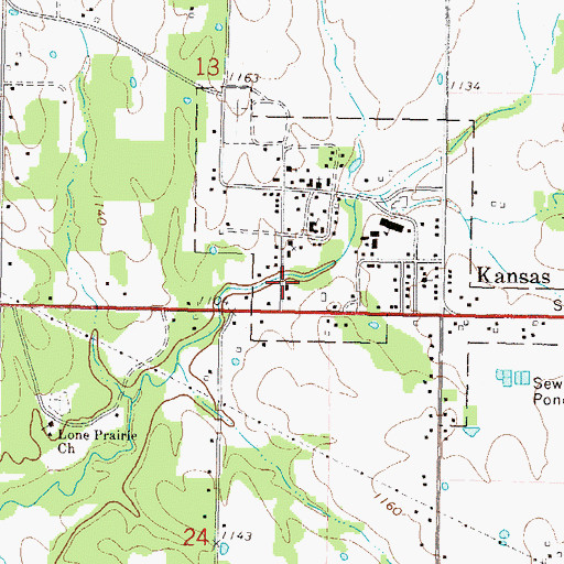 Topographic Map of Kansas Volunteer Fire Department, OK