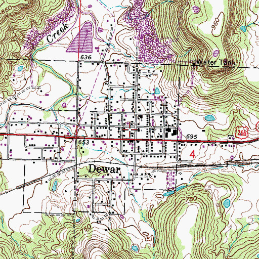 Topographic Map of Dewar Fire Department, OK