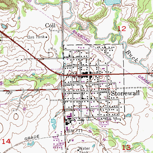 Topographic Map of Stonewall Fire Department, OK