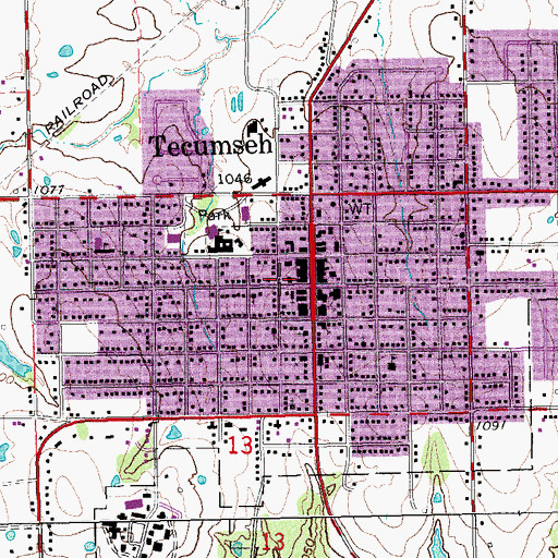 Topographic Map of Tecumseh Fire Department Station 1, OK