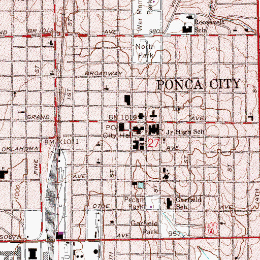 Topographic Map of Ponca City Fire Department Station 1, OK