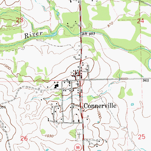Topographic Map of Connerville Fire Department, OK