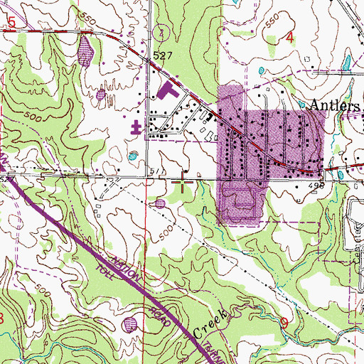 Topographic Map of Antlers Fire Department Substation and Training Facility, OK