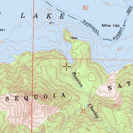 Topographic Map of Russian Charley Creek, CA