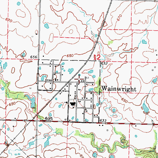Topographic Map of Wainwright Volunteer Fire Association, OK