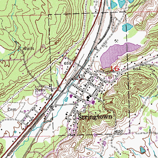 Topographic Map of Stringtown Fire Department, OK