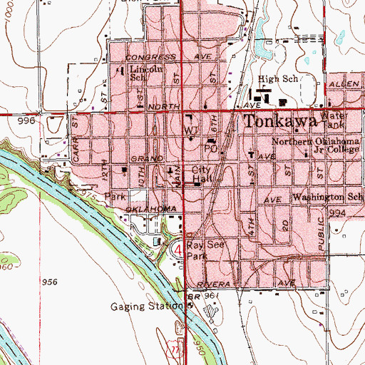 Topographic Map of Tonkawa Fire Department and Ambulance Service, OK