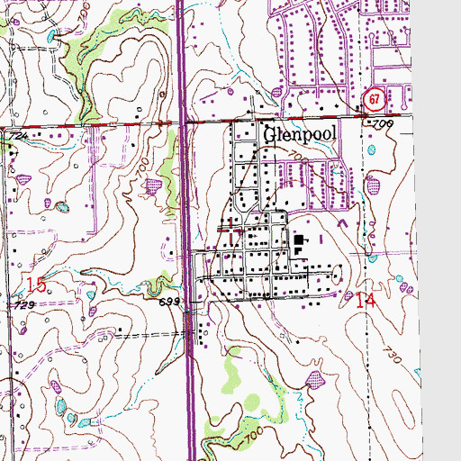 Topographic Map of Glenpool Fire Department, OK
