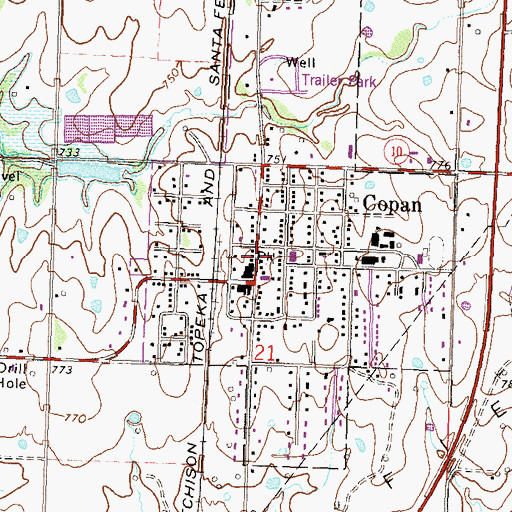 Topographic Map of Copan Volunteer Fire Department, OK