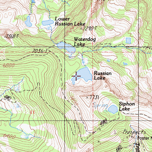 Topographic Map of Russian Lake, CA