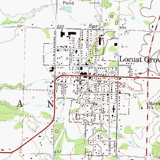 Topographic Map of Locust Grove Fire Department, OK