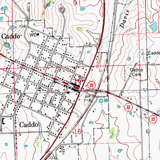 Topographic Map of Caddo Fire Department, OK