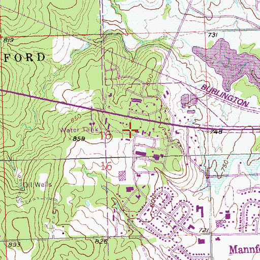 Topographic Map of Mannford Fire Department, OK