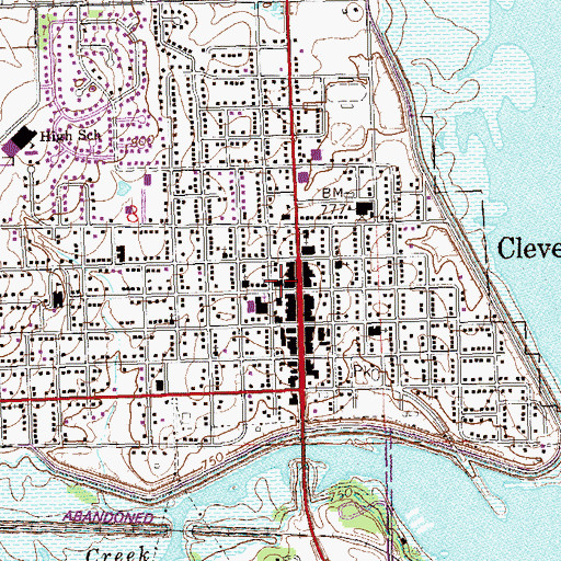 Topographic Map of Cleveland Fire Department, OK