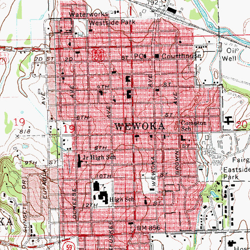 Topographic Map of Wewoka Fire Department, OK