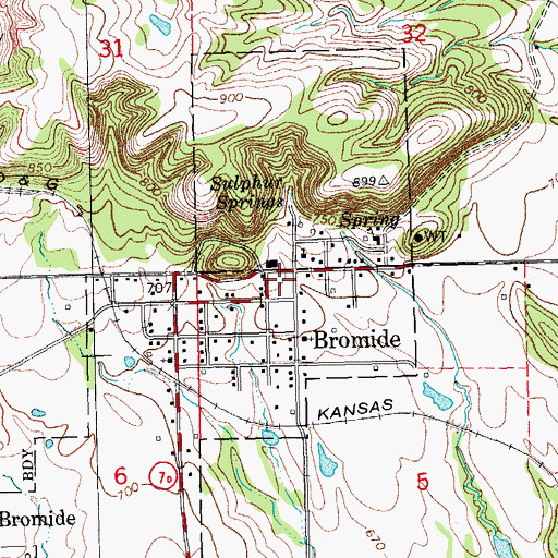 Topographic Map of Bromide Fire Department, OK