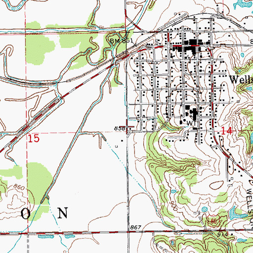 Topographic Map of Wellston Fire Department Main Station, OK