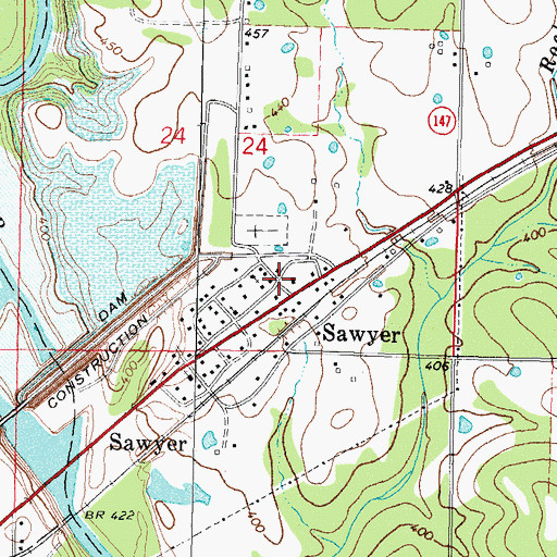 Topographic Map of Sawyer Fire Department, OK