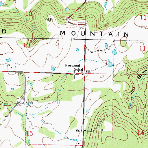 Topographic Map of Norwood Fire Department Station 1, OK