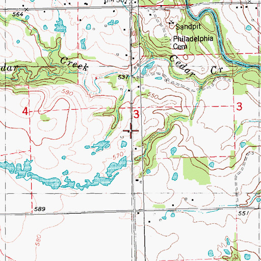 Topographic Map of Philadelphia Volunteer Fire Department, OK