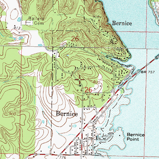 Topographic Map of City of Bernice Volunteer Fire Department, OK
