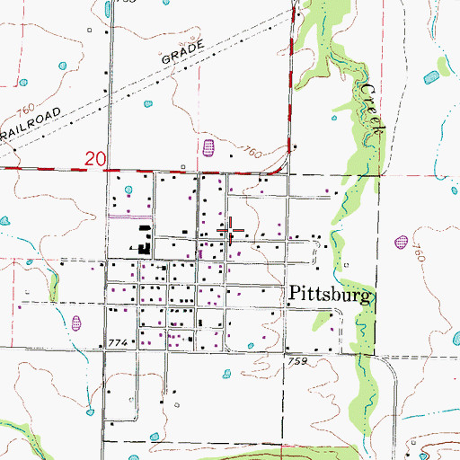 Topographic Map of Pittsburg Area Volunteer Fire Department, OK