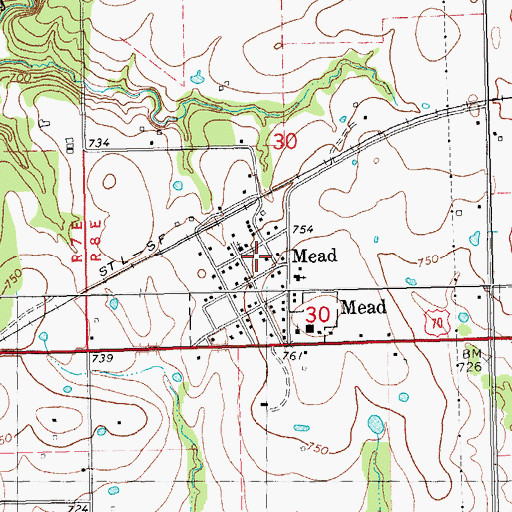 Topographic Map of West Bryan County Fire and Rescue, OK