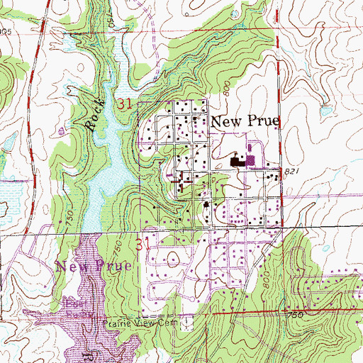 Topographic Map of Prue Volunteer Fire Department, OK
