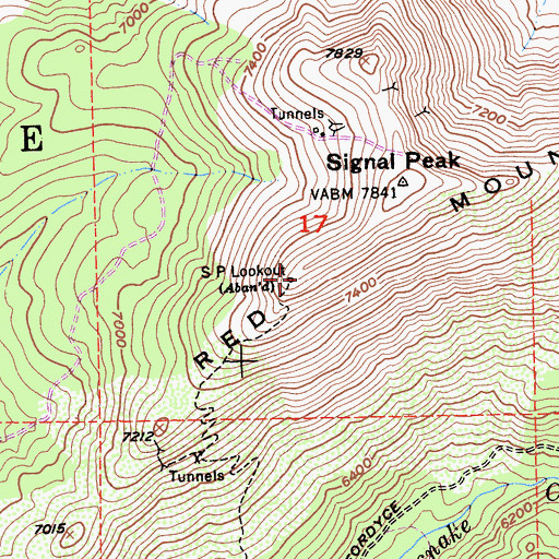 Topographic Map of S P Lookout, CA