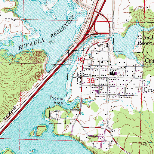 Topographic Map of Crowder Fire Department, OK