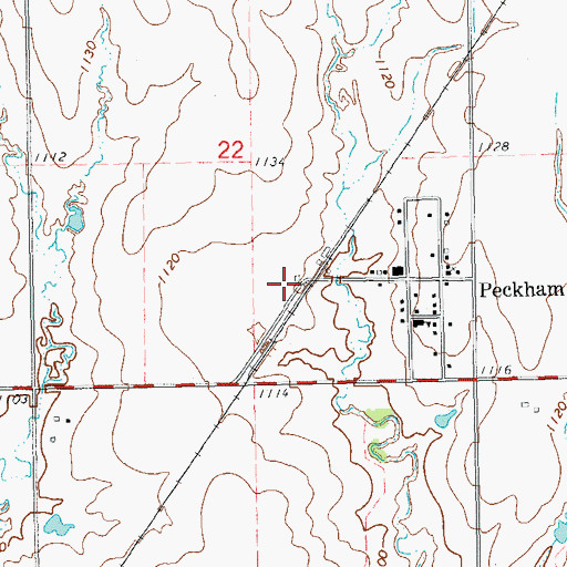 Topographic Map of Peckham Volunteer Fire Department, OK
