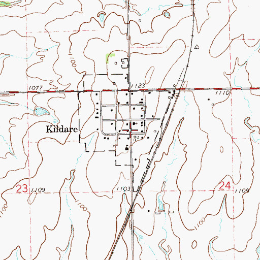 Topographic Map of Kildare Volunteer Fire Department, OK