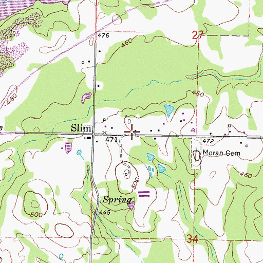Topographic Map of Pine Creek Volunteer Fire Department, OK