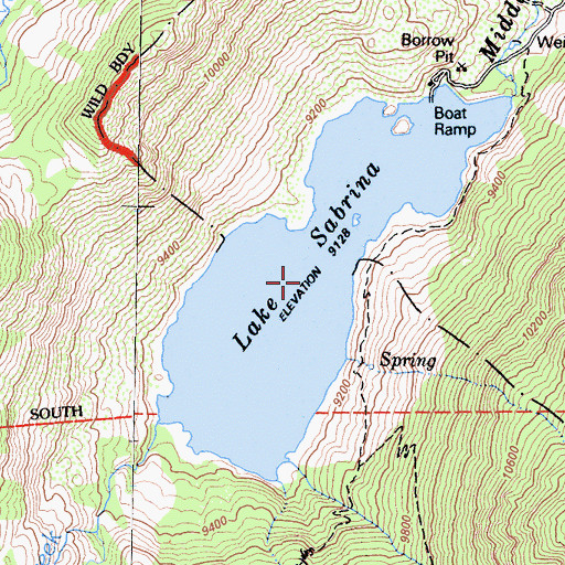 Topographic Map of Lake Sabrina, CA