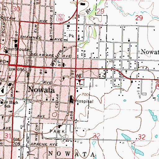 Topographic Map of Nowata Fire Department Station 2, OK