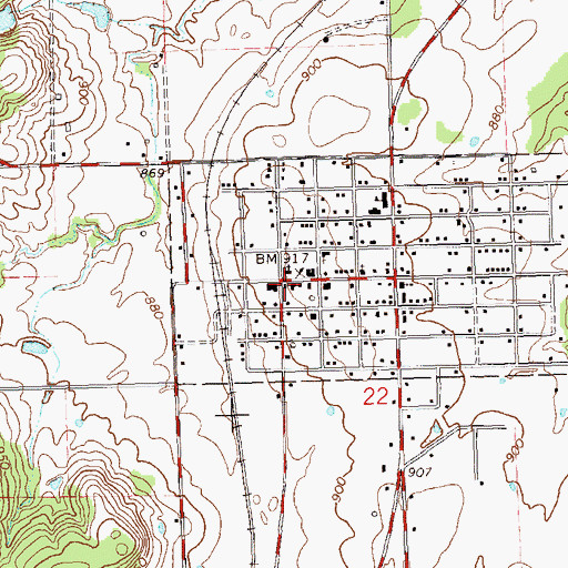 Topographic Map of Wynona Volunteer Fire Department, OK