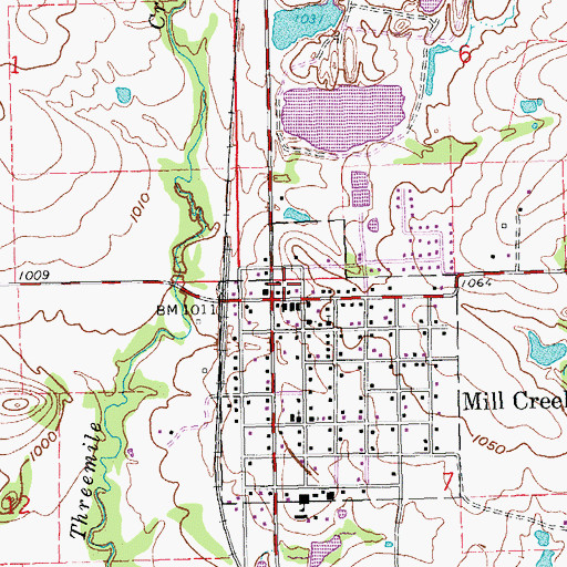 Topographic Map of Mill Creek Fire Department, OK