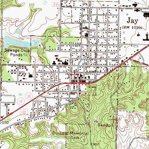 Topographic Map of Jay Fire Department, OK