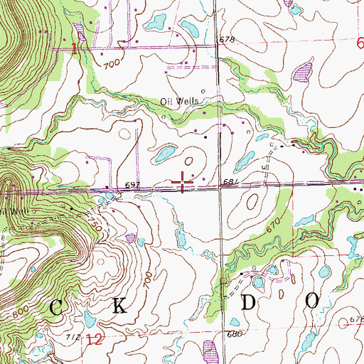 Topographic Map of Country Corner Fire District, OK
