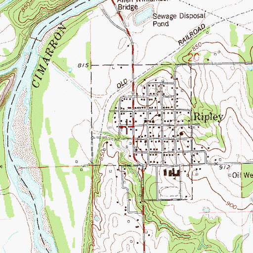Topographic Map of Ripley Fire Department, OK